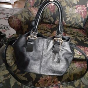 Gorgeous Croft & Barrow leather bag, black include shoulder strap